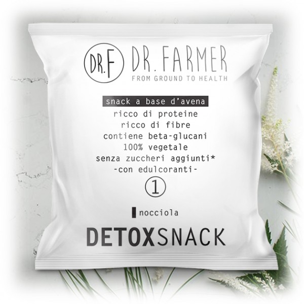 Dr. Farmer - Biodetox Snack - Nocciola - 6 Pezzi - 100 % Biologico - 100 % Italiano - 100 % Vegan - Snack Bio