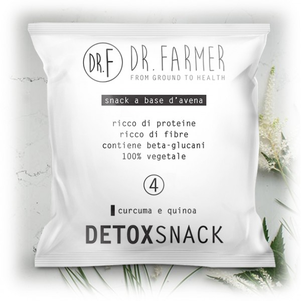 Dr. Farmer - Biodetox Snack - Curcuma e Quinoa - 6 Pezzi - 100 % Biologico - 100 % Italiano - 100 % Vegan - Snack Bio