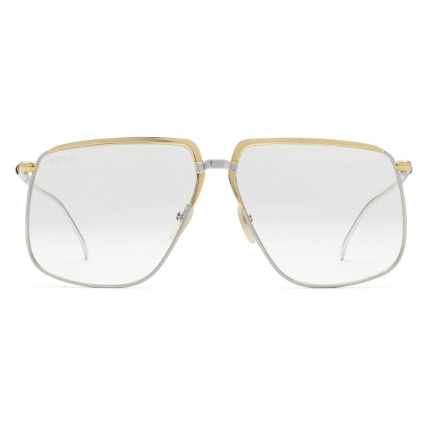 Gucci - Occhiali Quadrati in Metallo - Argentato con Dettagli Oro - Gucci Eyewear