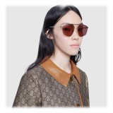 Gucci - Occhiali da Sole Quadrati dalla Vestibilità Ottimale - Rosso Mattone - Gucci Eyewear