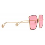 Gucci - Square Frame Sunglasses - Pink - Gucci Eyewear