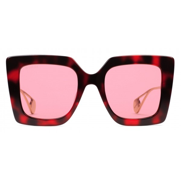 Gucci - Square Frame Sunglasses - Red and Black Tortoiseshell - Gucci Eyewear