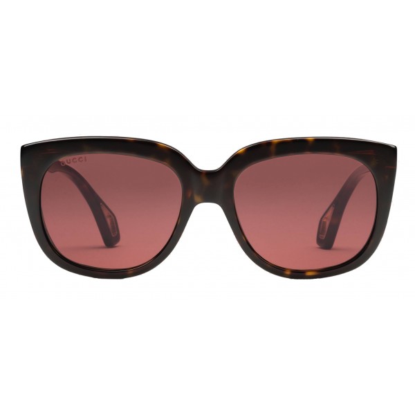 Gucci - Square Frame Sunglasses with Blinkers - Dark Tortoiseshell Acetate - Gucci Eyewear