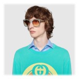 Gucci - Occhiali da Sole Rettangolari in Acetato - Color Perla Laccata Taupe - Gucci Eyewear