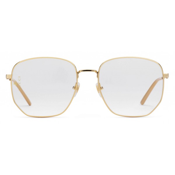 Gucci - Rectangular Frame Metal Glasses - Gold - Gucci Eyewear