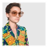 Gucci - Occhiali da Sole Rotondi in Acetato dalla Vestibilità Ottimale - Acetato Pesca Trasparente - Gucci Eyewear