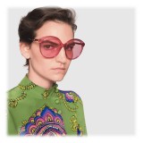 Gucci - Specialized Fit Round Frame Acetate Sunglasses -Transparent Fuchsia Acetate - Gucci Eyewear