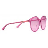 Gucci - Occhiali da Sole Rotondi in Acetato dalla Vestibilità Ottimale -  Acetato Fucsia Trasparente - Gucci Eyewear