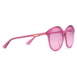 Gucci - Specialized Fit Round Frame Acetate Sunglasses -Transparent Fuchsia Acetate - Gucci Eyewear