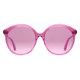 Gucci - Occhiali da Sole Rotondi in Acetato dalla Vestibilità Ottimale -  Acetato Fucsia Trasparente - Gucci Eyewear