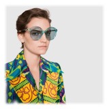 Gucci - Occhiali da Sole Rotondi in Acetato dalla Vestibilità Ottimale -  Acetato Blu Trasparente - Gucci Eyewear