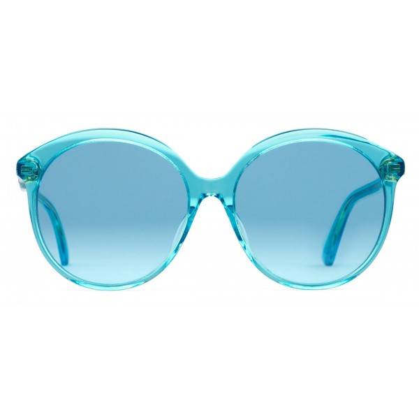 Gucci - Occhiali da Sole Rotondi in Acetato dalla Vestibilità Ottimale -  Acetato Blu Trasparente - Gucci Eyewear