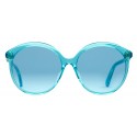 Gucci - Specialized Fit Round Frame Acetate Sunglasses -Transparent Blue Acetate - Gucci Eyewear