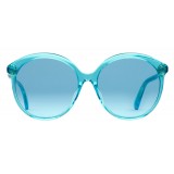 Gucci - Occhiali da Sole Rotondi in Acetato dalla Vestibilità Ottimale -  Acetato Blu Trasparente - Gucci Eyewear