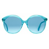Gucci - Specialized Fit Round Frame Acetate Sunglasses -Transparent Blue Acetate - Gucci Eyewear