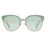 Gucci - Occhiali da Sole Rotondi in Metallo dalla Vestibilità Ottimale - Verde Salvia - Gucci Eyewear