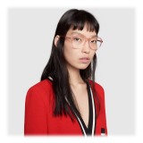 Gucci - Round Frame Acetate Glasses - Transparent Peach Acetate - Gucci Eyewear