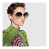 Gucci - Round Frame Metal Sunglasses - Gold Forked - Gucci Eyewear