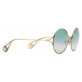 Gucci - Round Frame Metal Sunglasses - Gold Forked Pink and Green - Gucci Eyewear