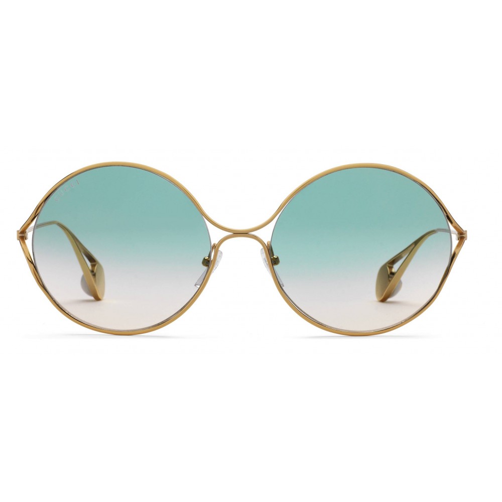 dommer Forudsige heks Gucci - Round Frame Metal Sunglasses - Gold Forked Pink and Green - Gucci  Eyewear - Avvenice