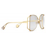 Gucci - Oversized Round Metal Glasses - Gold - Gucci Eyewear