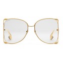 Gucci - Oversized Round Metal Glasses - Gold - Gucci Eyewear