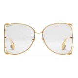 Gucci - Oversized Round Metal Glasses - Gold - Gucci Eyewear