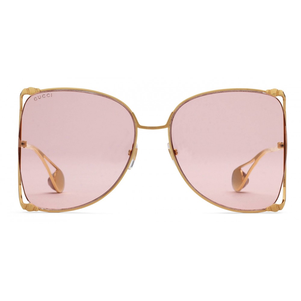 Gucci - Oversize Round Frame Metal Sunglasses - Light Pink - Gucci Eyewear  - Avvenice