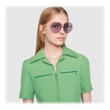 Gucci - Round Frame Rimless Sunglasses - Gold Purple - Gucci Eyewear