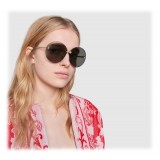 Gucci - Round Frame Rimless Sunglasses - Gold Grey - Gucci Eyewear