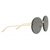 Gucci - Round Frame Rimless Sunglasses - Gold Grey - Gucci Eyewear