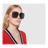 Gucci - Occhiali da Sole Quadrati Senza Montatura - Oro Grigio - Gucci Eyewear