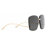 Gucci - Square Frame Rimless Sunglasses - Gold Grey - Gucci Eyewear
