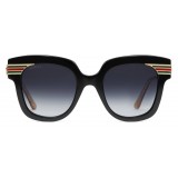 Gucci - Occhiali da Sole Quadrati in Acetato - Acetato Nero Metallo Oro - Gucci Eyewear