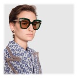 Gucci - Square Frame Acetate Sunglasses Glitter - Emerald Green Glitter Acetate and Gold - Gucci Eyewear