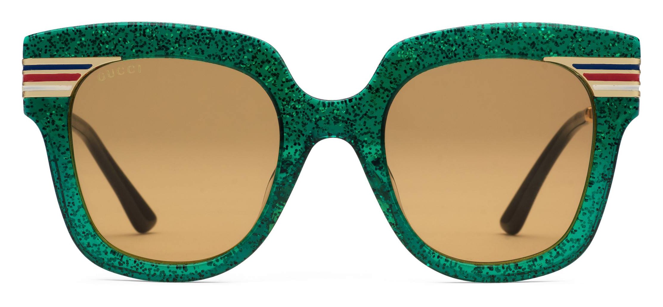 Desperat tidligere Mentalt Gucci - Square Frame Acetate Sunglasses Glitter - Emerald Green Glitter  Acetate and Gold - Gucci Eyewear - Avvenice
