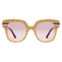 Gucci - Square Frame Acetate Sunglasses Glitter - Gold Glitter Acetate and Gold  - Gucci Eyewear