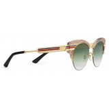 Gucci - Cat Eye Glitter Acetate Sunglasses - Beige Glitter Acetate and Gold Metal  - Gucci Eyewear