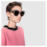 Gucci - Square Frame Acetate Sunglasses with Heart Crystalss -Tortoiseshell Acetate - Gucci Eyewear