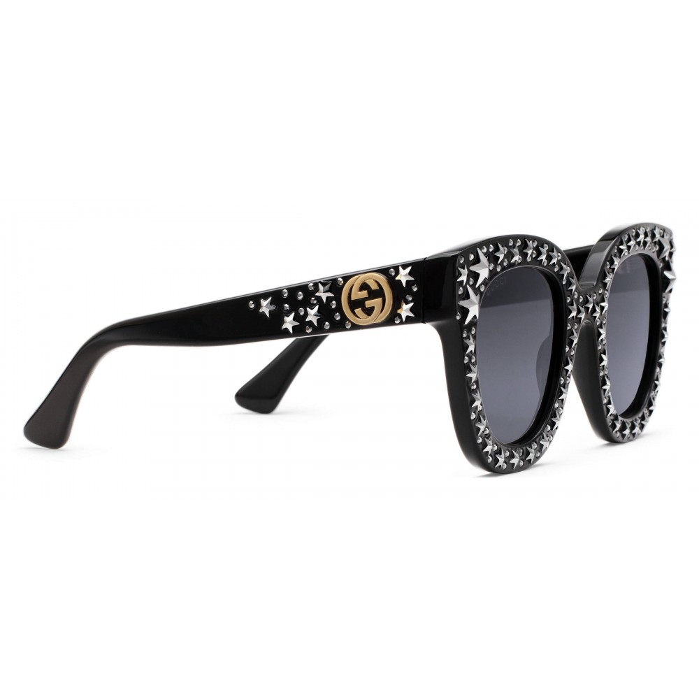 Gucci - Cat Eye Acetate Sunglasses with Stars - Black Acetate - Gucci  Eyewear
