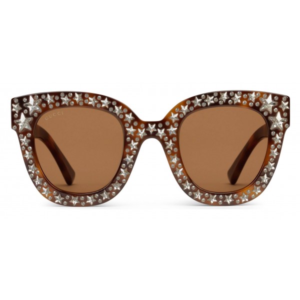Gucci Cat Eye with Stars - Dark Tortoiseshell Acetate - Gucci Eyewear - Avvenice