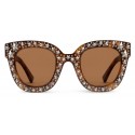 Gucci - Cat Eye Acetate Sunglasses with Stars - Dark Tortoiseshell Acetate - Gucci Eyewear