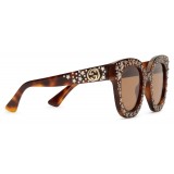 Gucci - Cat Eye Acetate Sunglasses with Stars - Dark Tortoiseshell Acetate - Gucci Eyewear