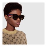 Gucci - Occhiali da Sole Cat Eye Oversize in Acetato - Acetato con Web Sylvie - Gucci Eyewear