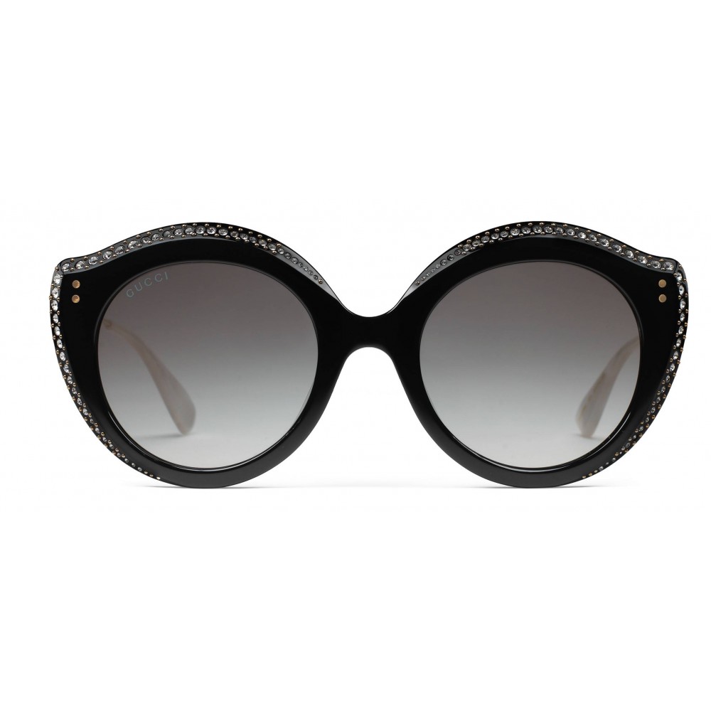 Gucci Round Frame Acetate Sunglasses Black Acetate Gucci Eyewear Avvenice