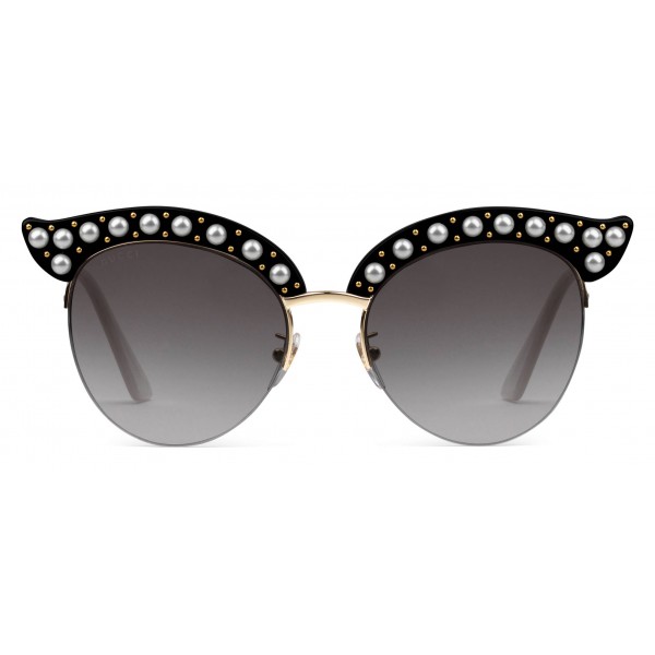 Gucci - Occhiali da Sole in Acetato Cat Eye con Perle - Acetato Nero - Gucci Eyewear