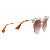 Gucci - Occhiali da Sole in Acetato Cat Eye con Perle - Aceto Bianco - Gucci Eyewear