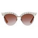 Gucci - Cat Eye Acetate Sunglasses with Pearls - White Acetate - Gucci Eyewear