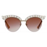 Gucci - Cat Eye Acetate Sunglasses with Pearls - White Acetate - Gucci Eyewear