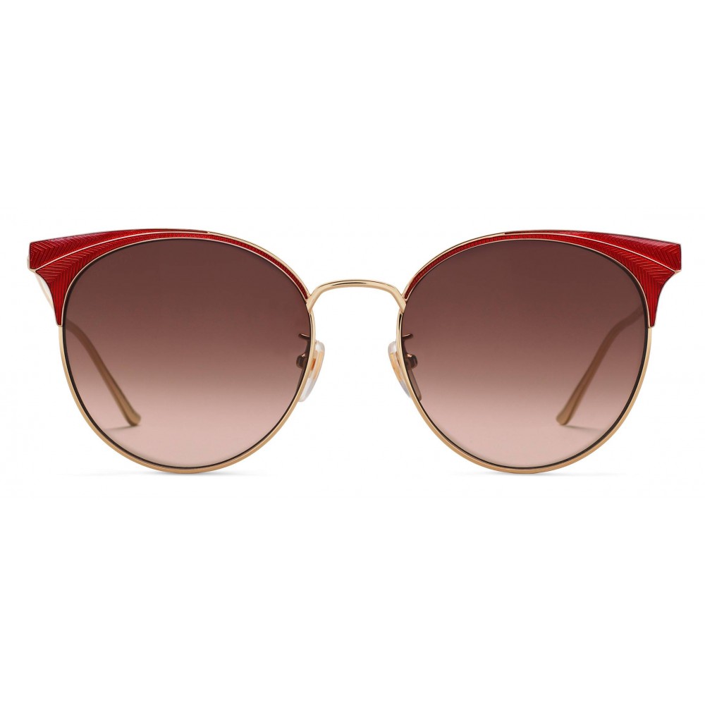 Gucci - Round Frame Metal Sunglasses - Red Enamle - Gucci Eyewear - Avvenice
